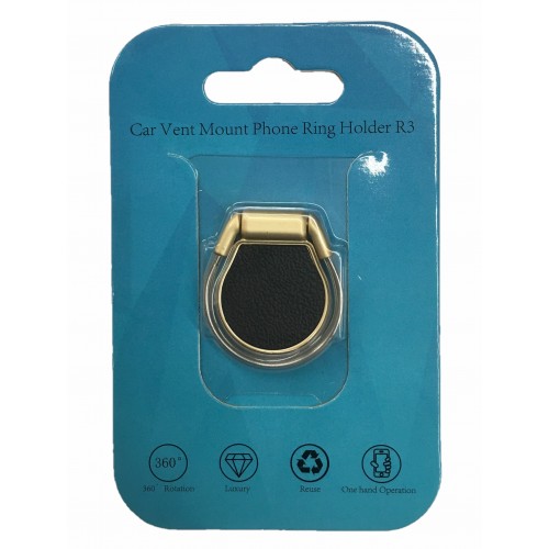 Car Vent Mount Phone Ring Holder R3 Black/Gold